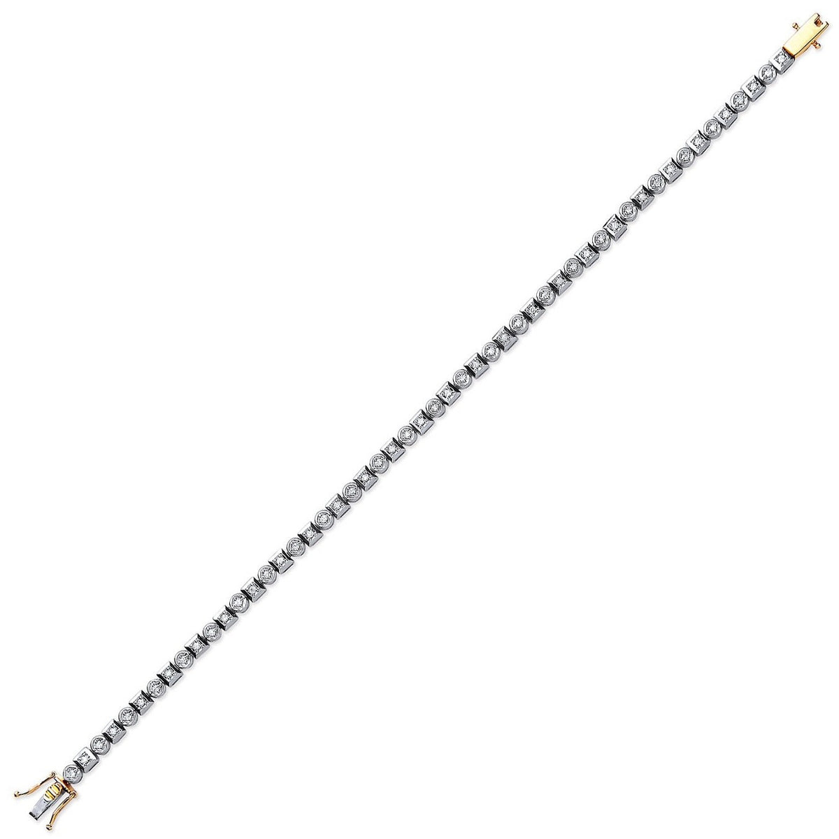 9K Yellow Gold Round & Princess Cut Diamond Tennis Bracelet 0.50 CTW - Pobjoy Diamonds