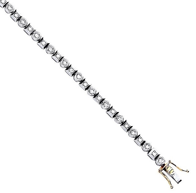 9K Yellow Gold Round & Princess Cut Diamond Tennis Bracelet 0.50 CTW - Pobjoy Diamonds