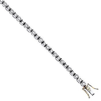 9K Yellow Gold Round & Princess Cut Diamond Tennis Bracelet 0.50 CTW - Pobjoy Diamonds