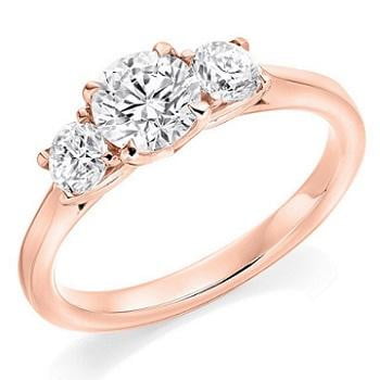 18K Rose Gold 1.70 Carat Diamond Trilogy Ring F/VS2 - Pobjoy Diamonds