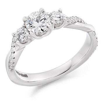 White Gold 0.98 Carat Diamond Trilogy Ring