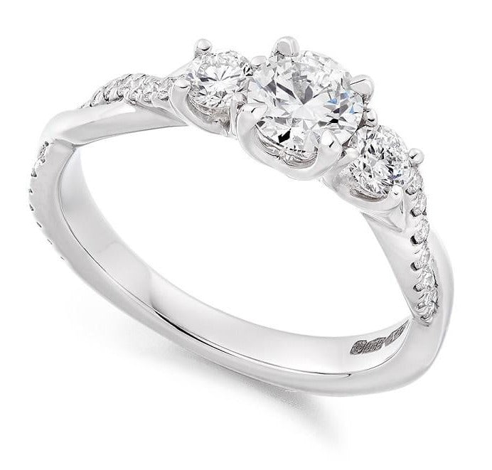 950 Platinum 0.98 CTW Diamond Trilogy Ring G-H/Si