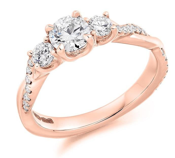 18K Rose Gold 0.98 CTW Diamond Trilogy Ring G-H/Si