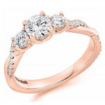 18K Rose Gold 0.98 CTW Diamond Trilogy Ring G-H/Si - Pobjoy Diamonds