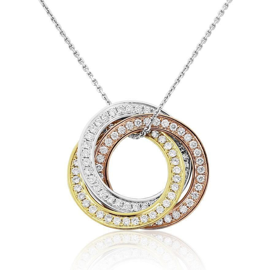 18K White, Yellow & Rose Gold Diamond Circle Pendant 0.50 CTW - Pobjoy Diamonds