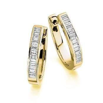 18K Gold 0..75 Carat Cushion Diamond Hoop Earrings