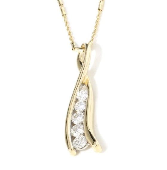 9K Yellow Gold Graduated Diamond Drop Pendant 0.50 CTW - Pobjoy Diamonds