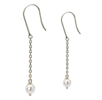 9K Yellow Gold & White Pearl Ladies Drop Earrings - Pobjoy Diamonds