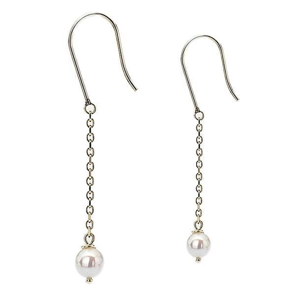 9K Yellow Gold & White Pearl Ladies Drop Earrings - Pobjoy Diamonds