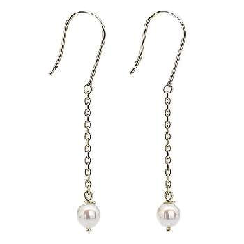 9K Yellow Gold & White Pearl Ladies Drop Earrings - Pobjoy Diamonds