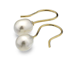 9K Yellow Gold & White Pearl Ladies Drop Earrings - Pobjoy Diamonds