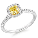 18K Gold Yellow Cushion Diamond & Halo Engagement Ring 0.85 CTW - Pobjoy Diamonds