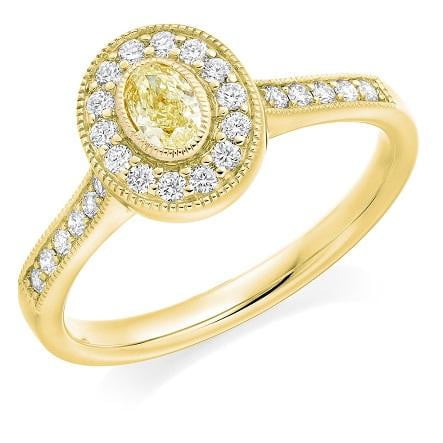 18K Gold Yellow Diamond Engagement Ring 0.80 CTW- Pobjoy Diamonds