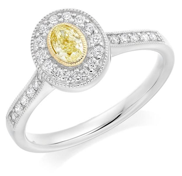 18K Gold Yellow Diamond Engagement Ring 0.80 Carat