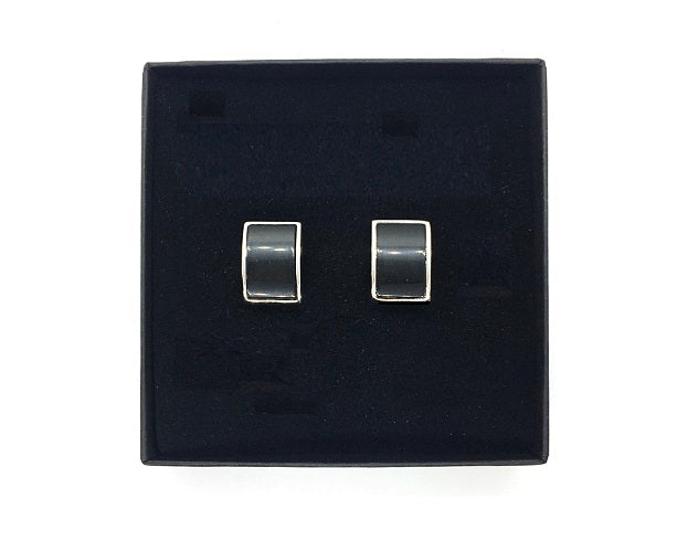 Sterling Silver Rectangular Black Agate Cufflinks - Pobjoy Diamonds