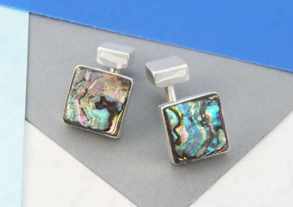 Handmade Sterling Silver Abalone Cufflinks - Pobjoy Diamonds