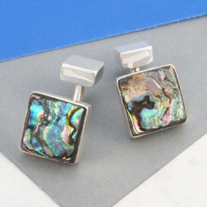 Handmade Sterling Silver Abalone Cufflinks - Pobjoy Diamonds