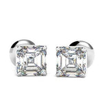 18K Gold Asscher Cut Diamond Stud Earrings