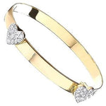 9K Yellow Gold Expandable Baby Bangle With Hearts - Pobjoy Diamonds