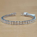 White Gold Emerald Cut Diamond Tennis Bracelet 6.00 Carats- Pobjoy Diamonds