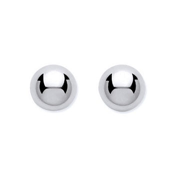 Ladies 9K White Gold Ball Earrings Medium