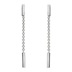 9K White Gold Chain & Bar Drop Earrings - Pobjoy Diamonds