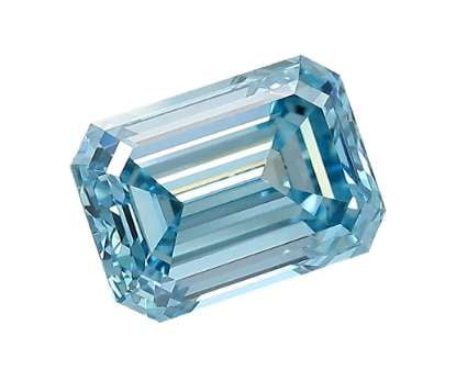 18K Gold Emerald Cut Fancy Vivid Blue Lab Diamond Engagement Ring