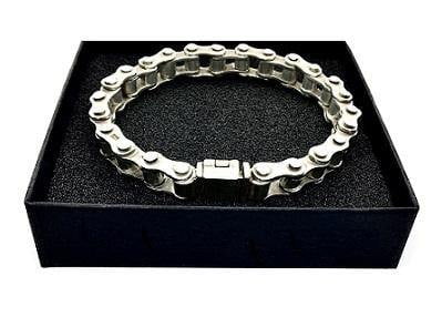 Chunky Sterling Silver Handmade Mens Bike Chain Bracelet - Pobjoy Diamonds