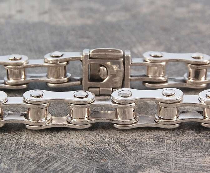 Chunky Sterling Silver Handmade Mens Bike Chain Bracelet - Pobjoy Diamonds