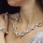 Handmade Chunky Silver Circle Link Necklace - Pobjoy Diamonds