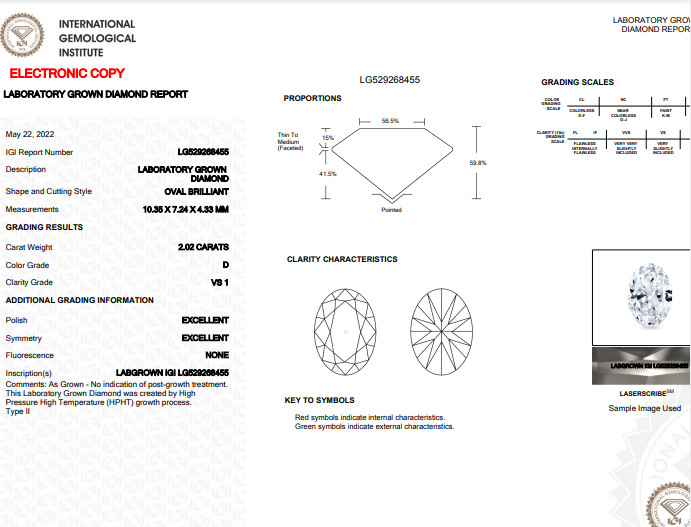 Platinum 2.00 Carat Oval Cut Lab Grown Diamond Ring D/VS1