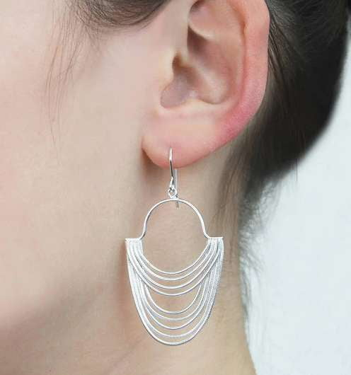 Handmade Layered Silver Chain Drop Earrings - Pobjoy Diamonds