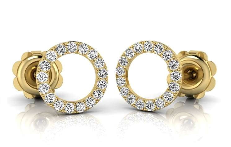 9K Yellow Gold Circle Diamond Stud Earrings - Pobjoy Diamonds