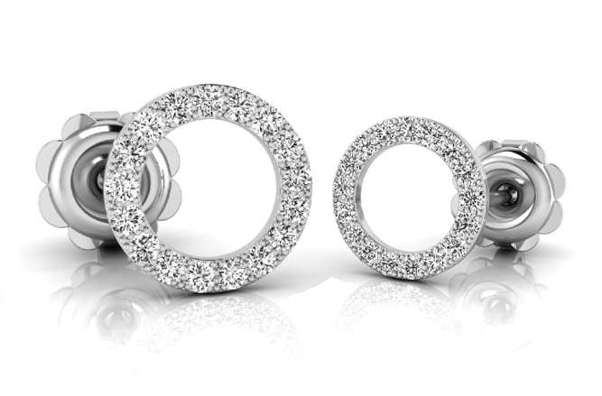 18K White Gold Circle Diamond Stud Earrings - Pobjoy Diamonds