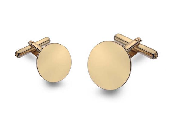 9K Yellow Gold Circular Bar Cufflinks - Pobjoy Diamonds