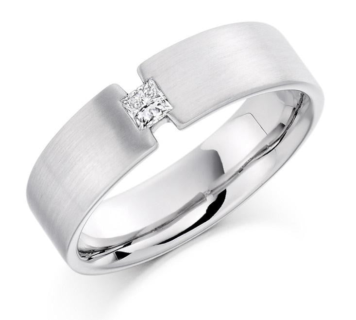 Gents Tension Set Diamond Ring In 950 Platinum or 950 Palladium F-G/VS Pobjoy DIamonds