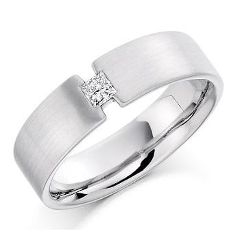 Gents Tension Set Diamond Ring In 950 Platinum or 950 Palladium F-G/VS Pobjoy DIamonds