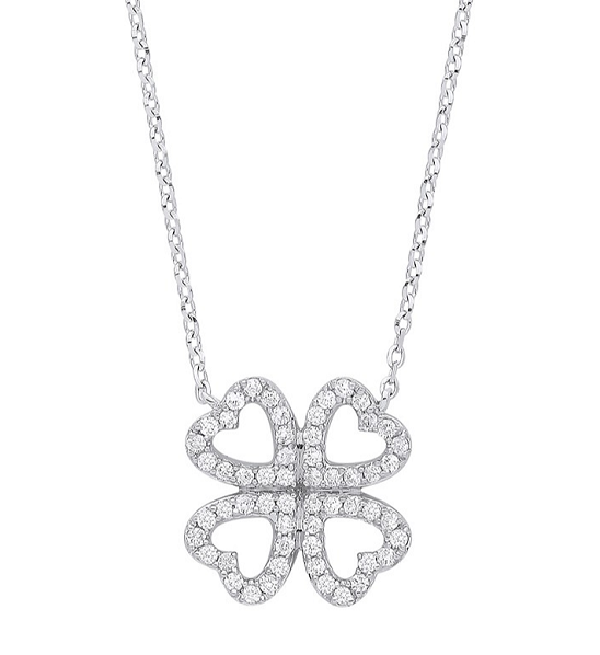 9K Gold Clover Diamond Pendant Necklace