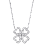 9K Gold Clover Diamond Pendant Necklace