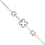 9K White Gold Diamond Clover Bracelet 0.11 Carat