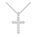 Gender Free 18K White Gold & Diamond Cross Pendant 0.70 Carats