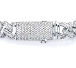 950 Platinum Diamond Cuban Bracelet 4.45 Carats - Pobjoy Diamonds