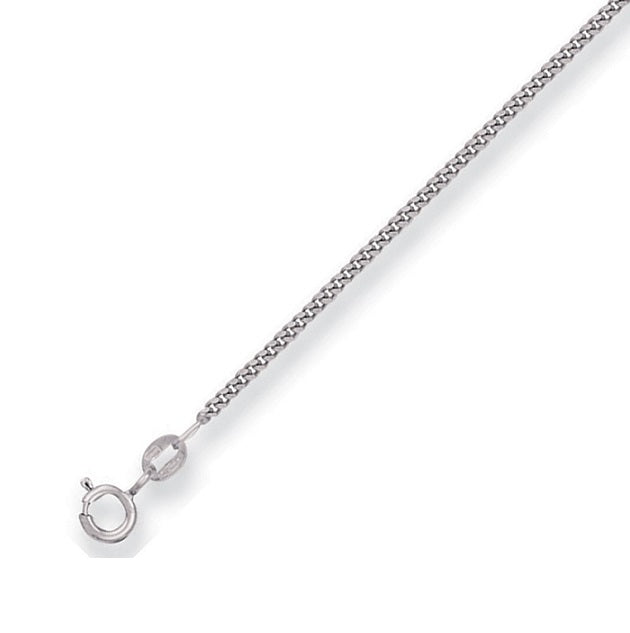 9K White Gold Ladies Classic Curb Neck Chain 1.5mm - Pobjoy Diamonds