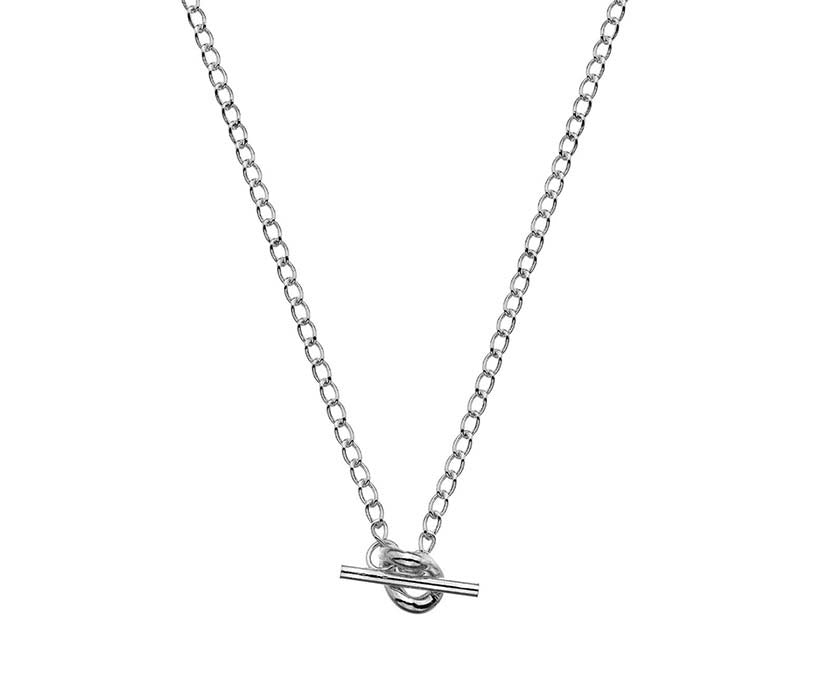 Sterling Silver Curb T-Bar Necklace - Pobjoy Diamonds