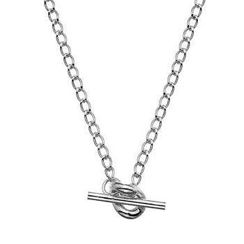 Sterling Silver Curb T-Bar Necklace - Pobjoy Diamonds