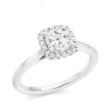 Load image into Gallery viewer, Platinum Lab Created Cushion Brilliant Cut Diamond Halo Ring - E/VS1