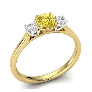 Gold & Fancy Yellow Diamond Trilogy Ring - Pobjoy Diamonds