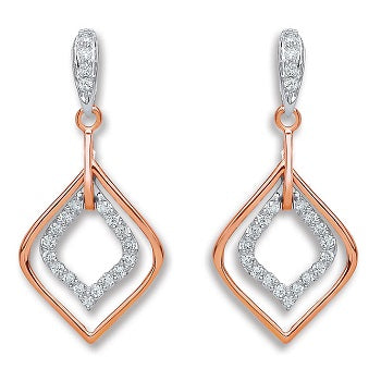 18K White & Rose Gold 0.30 CTW Diamond Drop Earrings G-H/Si - Pobjoy Diamonds