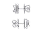 18K White Gold Round & Baguette Diamond Stud Earrings - Pobjoy Diamonds