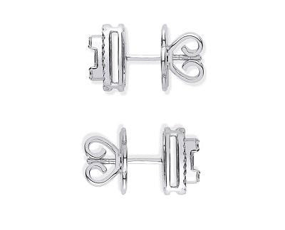 18K White Gold Round & Baguette Diamond Stud Earrings - Pobjoy Diamonds